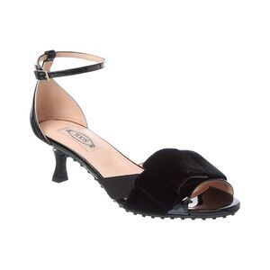 Tods Logo Patent Sandal, Black